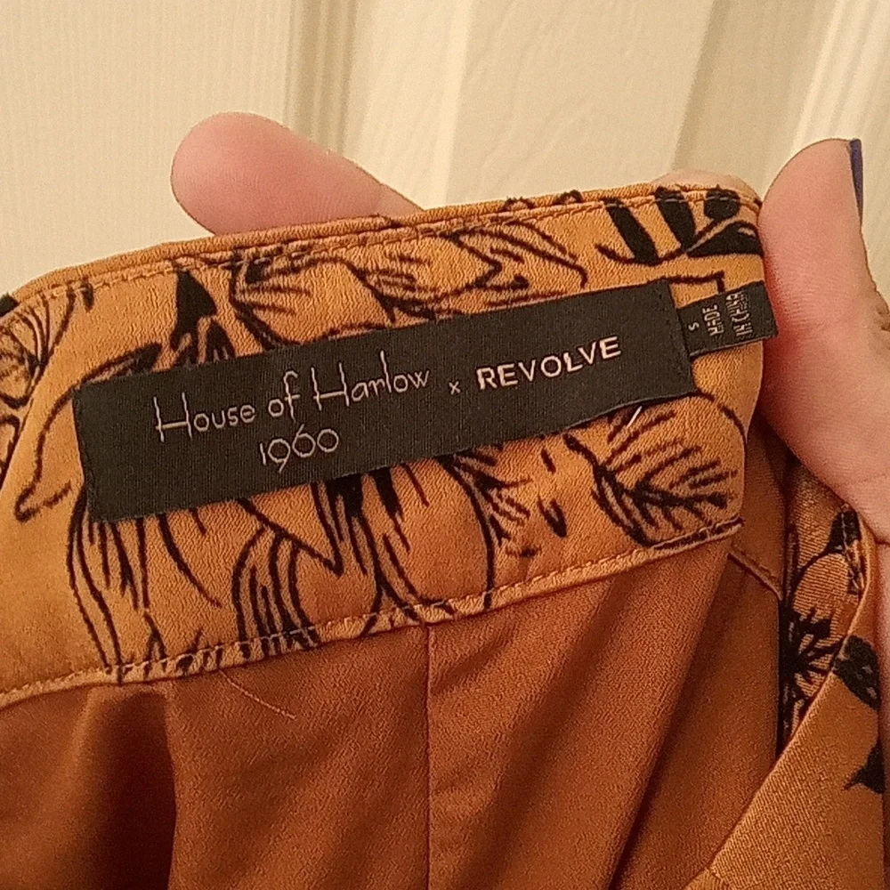House of Harlow 1960 Floral Trousers in Mustard and Navy - Picture 5 of 5